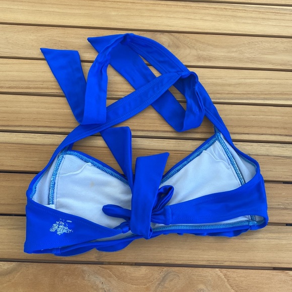 Fin Fun Blue Ruffle Bikini Top - Picture 3 of 4